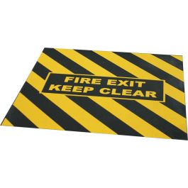 "FIRE EXIT KEEP CLEAR"-advarselstape til nødudgange