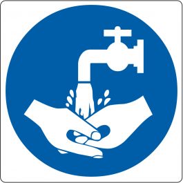 Gulv-piktogram for "Krævet håndvask"