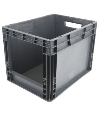 Straight-wall container 296x396x288 mm with open front, grey
