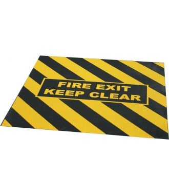 "FIRE EXIT KEEP CLEAR"-advarselstape til nødudgange